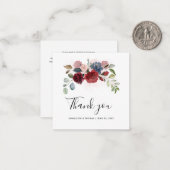 フローラブルゴーニュのスクリプトエレガントな結婚式ありがとう ノートカード (正面/裏面インサイチュ)