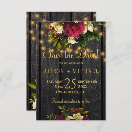 フローラブルゴーニュの納屋の木は日付結婚の セーブザデート (正面/裏面)