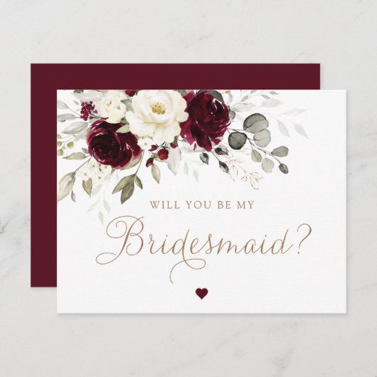 フローラブルゴーニュは私の花嫁のカードになる 招待状 (正面/裏面)