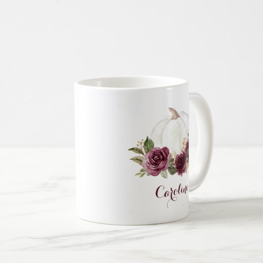 フローラブルゴーニュカボチャのパーソナライズされたマグカップ コーヒーマグカップ (正面右)