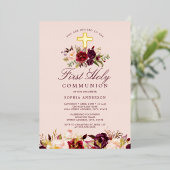 フローラブルゴーニュクロスガールズファースト聖餐式 箔招待状 (立ち正面)