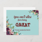 フローラブルゴーニュティール（緑がかった色）ハッピーリタイア ノートカード (正面/裏面)