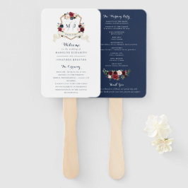 フローラブルゴーニュネイビーブルーグリーナリークレストエレガントップ ハンドファン