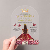 フローラブルゴーニュバタフライプリンセスキンセアニェラ アクリル招待状 (インサイチュ (ポータブル))