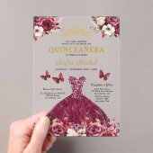 フローラブルゴーニュバタフライプリンセスキンセアニェラ アクリル招待状 (インサイチュ (ポータブル))