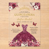フローラブルゴーニュバタフライプリンセスキンセアニェラ アクリル招待状 (正面)