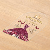 フローラブルゴーニュバタフライプリンセスキンセアニェラ アクリル招待状 (レイダウン)