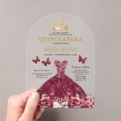 フローラブルゴーニュバタフライプリンセスキンセアニェラ アクリル招待状 (インサイチュ (ポータブル))