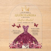 フローラブルゴーニュバタフライプリンセスキンセアニェラ アクリル招待状 (正面)