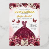 フローラブルゴーニュバタフライプリンセスキンセアニェラ 箔招待状 (正面)