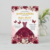 フローラブルゴーニュバタフライプリンセスキンセアニェラ 箔招待状 (立ち正面)