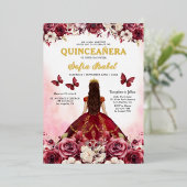 フローラブルゴーニュバタフライプリンセスキンセアニェラ 箔招待状 (立ち正面)