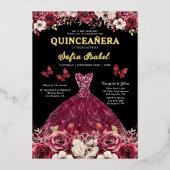 フローラブルゴーニュバタフライプリンセスキンセアニェラ 箔招待状 (正面)