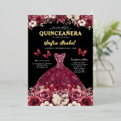 フローラブルゴーニュバタフライプリンセスキンセアニェラ 箔招待状 (立ち正面)