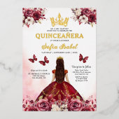 フローラブルゴーニュバタフライプリンセスキンセアニェラ 箔招待状 (正面)