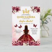 フローラブルゴーニュバタフライプリンセスキンセアニェラ 箔招待状 (立ち正面)