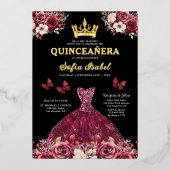 フローラブルゴーニュバタフライプリンセスキンセアニェラ 箔招待状 (正面)