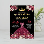 フローラブルゴーニュバタフライプリンセスキンセアニェラ 箔招待状 (立ち正面)