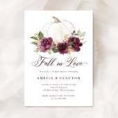 フローラブルゴーニュパンプキン秋インラブカップルのシャワー 招待状