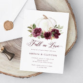 フローラブルゴーニュパンプキン秋インラブカップルのシャワー 招待状