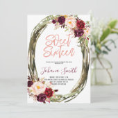 フローラブルゴーニュピンクSweet sixteen16誕生日 招待状 (スタンド正面)