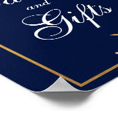 フローラブルゴーニュブルー金ゴールドウェディングカードギフト ポスター (角)