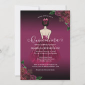 フローラブルゴーニュプリンセス金ゴールド誕生日キンセアニラ 招待状 (正面)