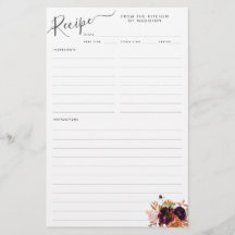 フローラブルゴーニュマゼンタパープルキッチンレシピカード