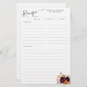 フローラブルゴーニュマゼンタパープルキッチンレシピカード (正面/裏面)