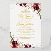 フローラブルゴーニュレッド金ゴールドキンセアニェラ 箔招待状 (正面)