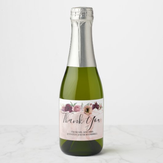 フローラブルゴーニュ及びヴィンテージ赤面結婚式の引き出物 スパークリングワインラベル (正面)