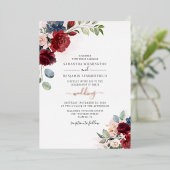 フローラブルゴーニュ植物学結婚台本のバラ金ゴールド 箔招待状 (立ち正面)