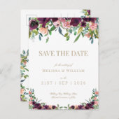 フローラブルゴーニュ水カラーアイボリー日付を保存 案内ポストカード (正面/裏面)