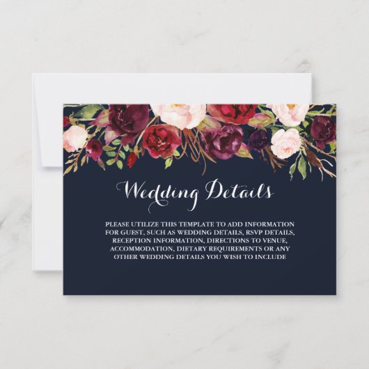 フローラブルゴーニュ海軍ウェディングレセプション詳細 招待状 (正面)