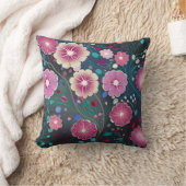 フローラブルゴーニュ深いバラティール(緑がかった色)装飾用クッション クッション (ブランケット)