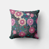 フローラブルゴーニュ深いバラティール(緑がかった色)装飾用クッション クッション (正面)