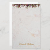 フローラブルゴーニュ牡丹の大理石エレガント脚本 便箋 (正面/裏面)