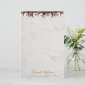 フローラブルゴーニュ牡丹の大理石エレガント脚本 便箋 (スタンド正面)