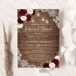 フローラブルゴーニュ素朴ウッドレースリハーサルディナー 招待状