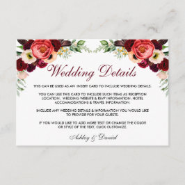 フローラブルゴーニュ結婚ボホ詳細挿入カードB エンクロージャーカード