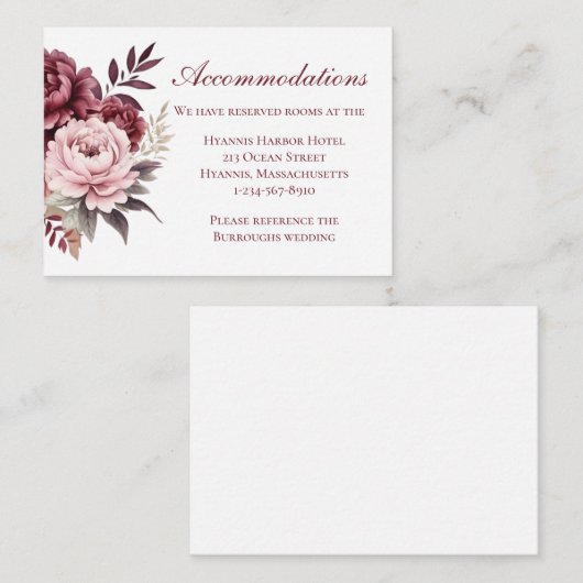 フローラブルゴーニュ結婚ー牡丹の宿泊施設 エンクロージャーカード (正面/裏面)