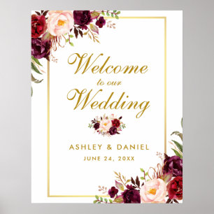フローラブルゴーニュ結婚ー金ゴールドへようこそ22x28 ポスター