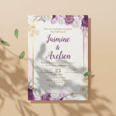 フローラブルゴーニュ編集可能結婚式招待状 招待状