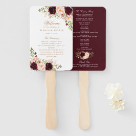 フローラブルゴーニュ赤面エレガント金ゴールド結婚式 プログラム ハンドファン