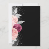 フローラブルゴーニュ赤面シルバーグリッターブラック結婚ズ 招待状 (裏面)