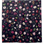 フローラブルゴーニュ赤面ネービーパターン シャワーカーテン (正面)