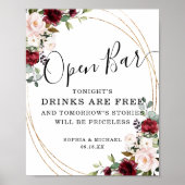 フローラブルゴーニュ赤面フローラ金ゴールドフレームオープンバー ポスター (正面)