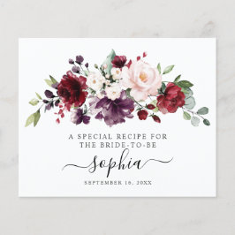 フローラブルゴーニュ赤面ブライダルシャワーレシピカード