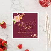 フローラブルゴーニュ赤面ミセス結婚ズ スタンダードカクテルナプキン (インサイチュ)