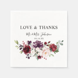 フローラブルゴーニュ赤面水の色の愛と スタンダードカクテルナプキン